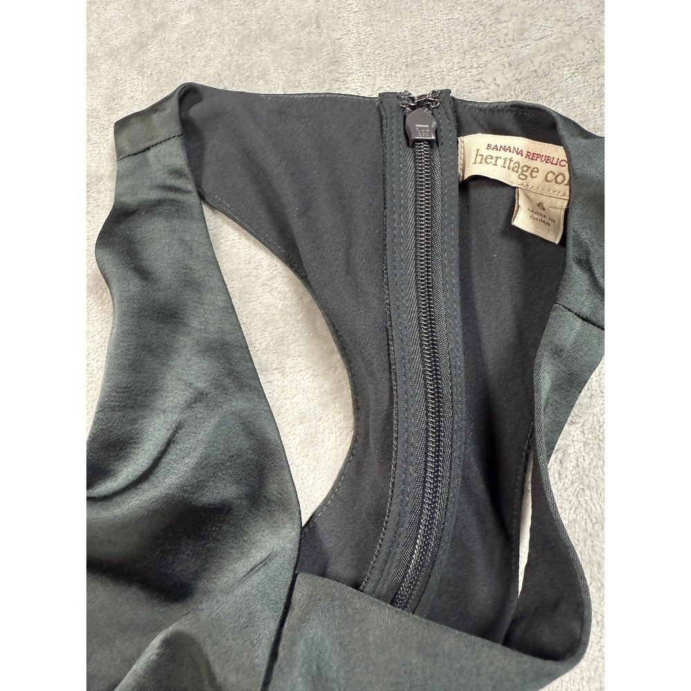 Banana Republic Heritage Top Womens 6 Asymmetrical Satin Halter Tank Green - Picture 4 of 9